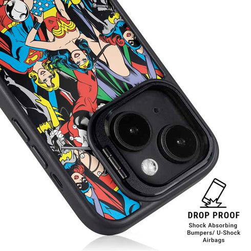 DC Comics Wonder Woman DC Bombshells Characters Pattern iPhone 14 Plus Kickstand Case