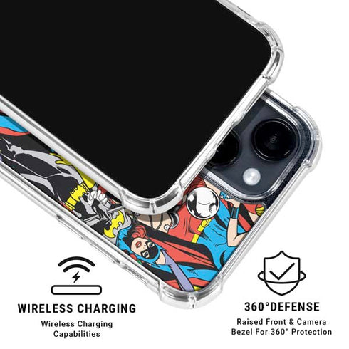 DC Comics Wonder Woman DC Bombshells Characters Pattern iPhone 15 Clear Case