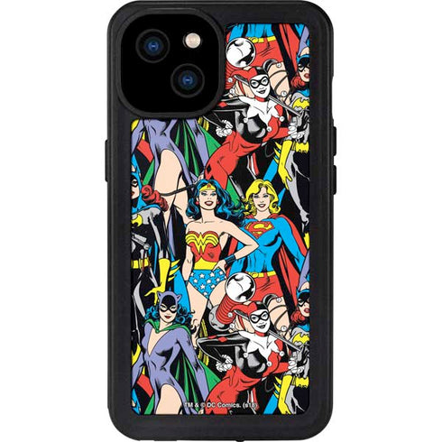 DC Comics Wonder Woman DC Bombshells Characters Pattern iPhone 15 Plus Waterproof Case