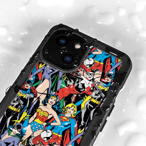 DC Comics Wonder Woman DC Bombshells Characters Pattern iPhone 15 Plus Waterproof Case
