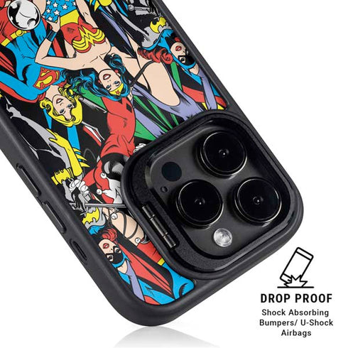 DC Comics Wonder Woman DC Bombshells Characters Pattern iPhone 15 Pro Max Kickstand Case