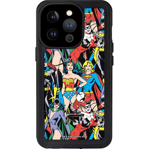 DC Comics Wonder Woman DC Bombshells Characters Pattern iPhone 15 Pro Waterproof Case