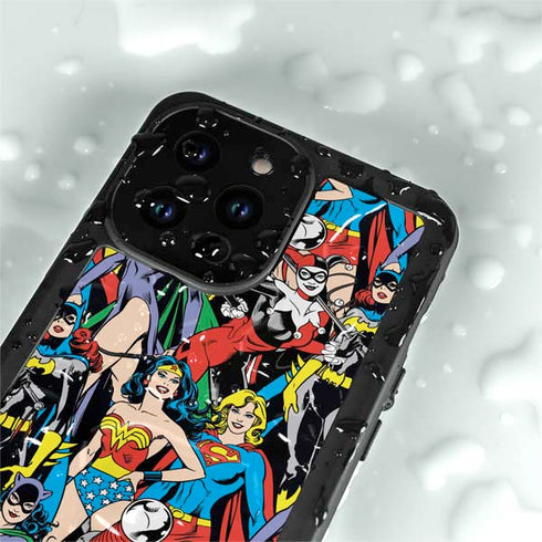 DC Comics Wonder Woman DC Bombshells Characters Pattern iPhone 15 Pro Waterproof Case