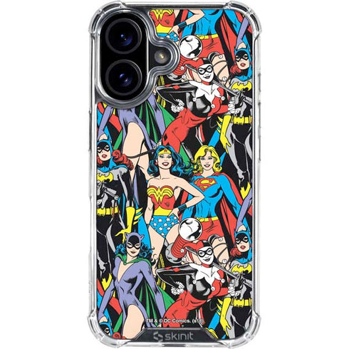 DC Comics Wonder Woman DC Bombshells Characters Pattern iPhone 16 Plus Clear Case