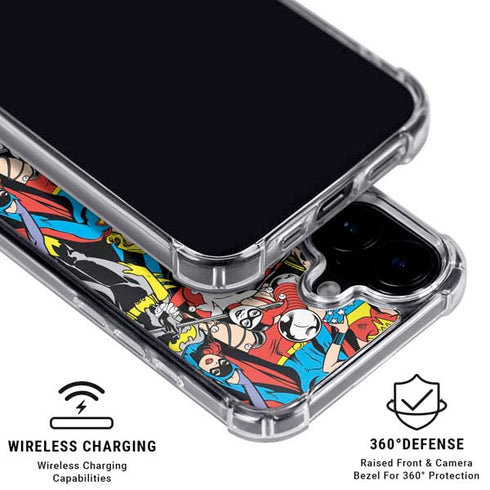 DC Comics Wonder Woman DC Bombshells Characters Pattern iPhone 16 Plus Clear Case