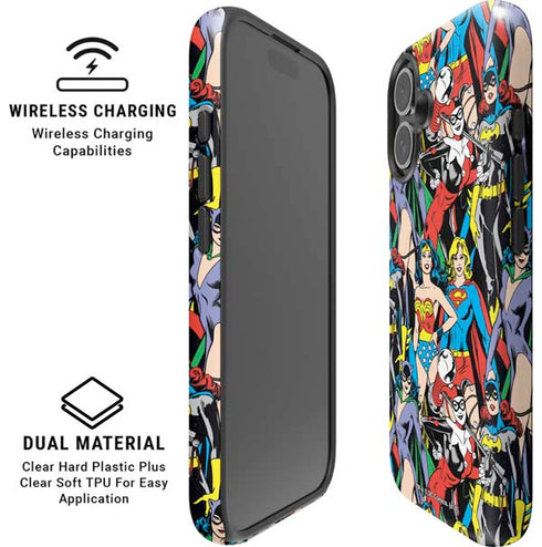 DC Comics Wonder Woman DC Bombshells Characters Pattern iPhone 16 Plus Magsafe Impact Case