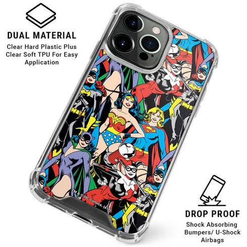 DC Comics Wonder Woman DC Bombshells Characters Pattern iPhone 16 Pro Max Clear Case