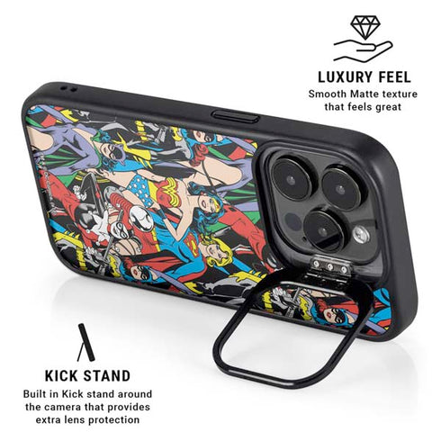 DC Comics Wonder Woman DC Bombshells Characters Pattern iPhone 16 Pro Max Kickstand Case