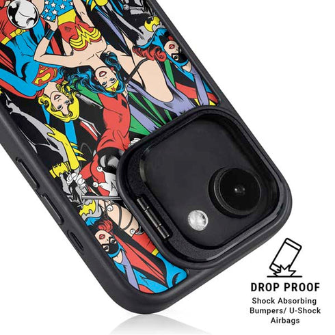 DC Comics Wonder Woman DC Bombshells Characters Pattern iPhone 16e Kickstand Case