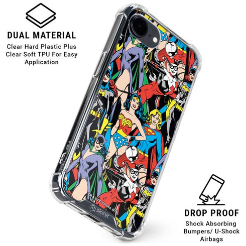 DC Comics Wonder Woman DC Bombshells Characters Pattern iPhone 16e Clear Case