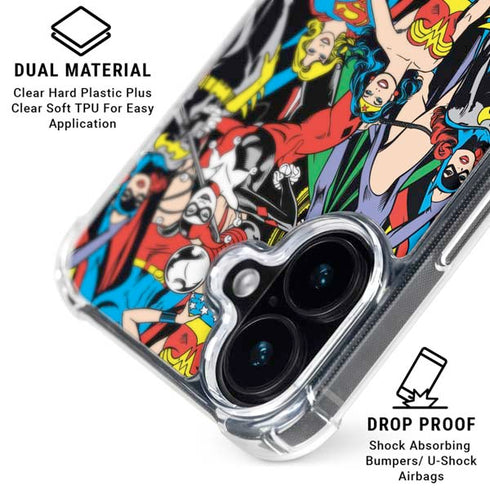 DC Comics Wonder Woman DC Bombshells Characters Pattern iPhone 17 Clear Case