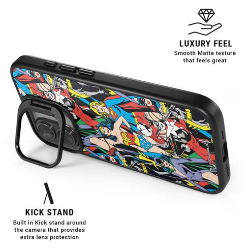 DC Comics Wonder Woman DC Bombshells Characters Pattern iPhone 17 Kickstand Case