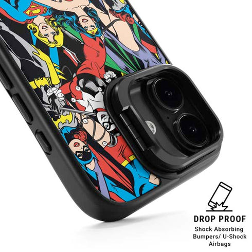 DC Comics Wonder Woman DC Bombshells Characters Pattern iPhone 17 Kickstand Case