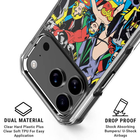 DC Comics Wonder Woman DC Bombshells Characters Pattern iPhone 17 Pro Clear Case