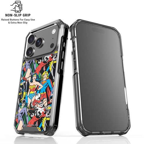 DC Comics Wonder Woman DC Bombshells Characters Pattern iPhone 17 Pro Clear Case