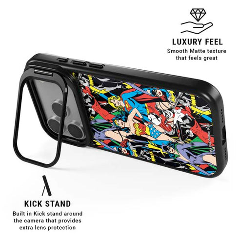 DC Comics Wonder Woman DC Bombshells Characters Pattern iPhone 17 Pro Max Kickstand Case