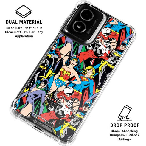 DC Comics Wonder Woman DC Bombshells Characters Pattern Moto G Power 5G (2024) Clear Case