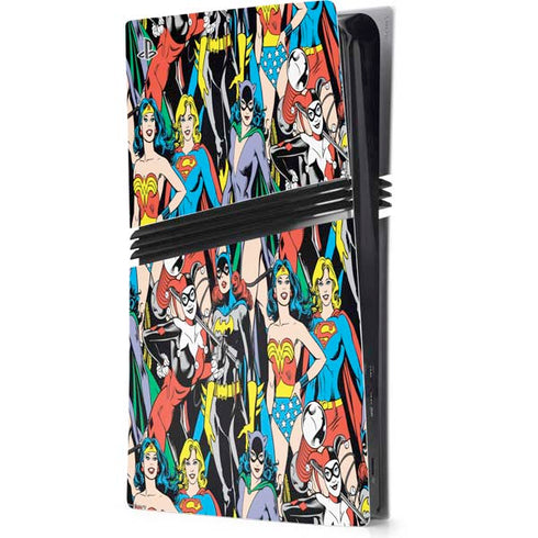 DC Comics Wonder Woman DC Bombshells Characters Pattern PS5 Pro Console Skin