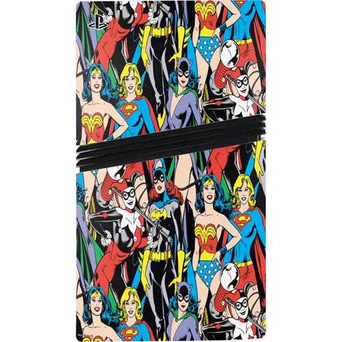DC Comics Wonder Woman DC Bombshells Characters Pattern PS5 Pro Console Skin