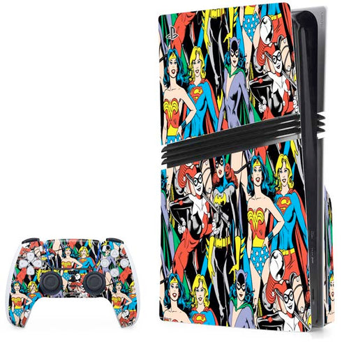 DC Comics Wonder Woman DC Bombshells Characters Pattern PS5 Pro Disk Bundle Skin
