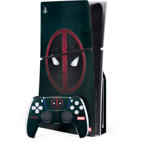 Marvel Deadpool Legacy Deadpool Logo PS5 Slim Disk Bundle Skin