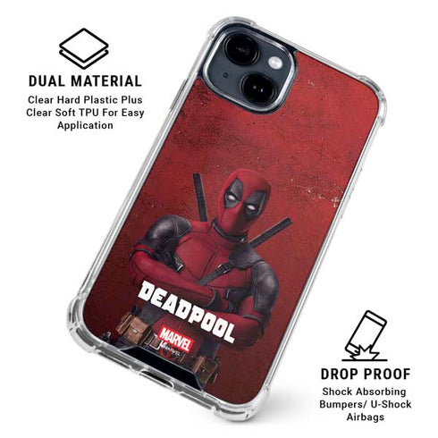 Marvel Deadpool Legacy Deadpool Red Poster iPhone 15 Plus Clear Case
