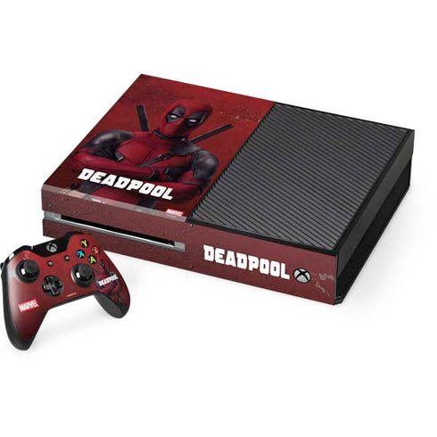 Marvel Deadpool Legacy Deadpool Red Poster Xbox One Console and Controller Bundle Skin