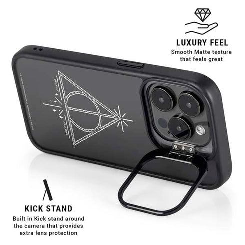Wizarding Worlds Harry Potter Deathly Hallows Symbol iPhone 15 Pro Kickstand Case