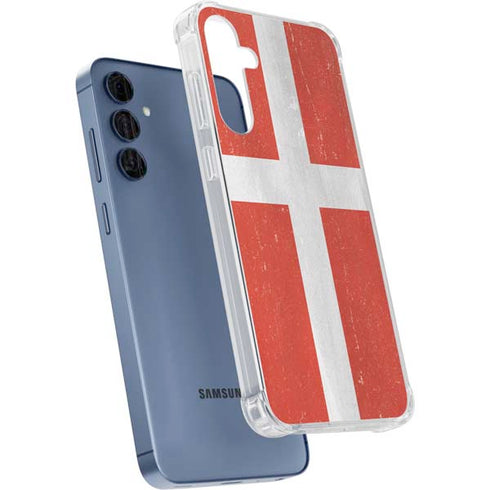 Denmark Flag Distressed Galaxy A35 5G Clear Case