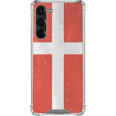 Denmark Flag Distressed Galaxy S24 FE Clear Case