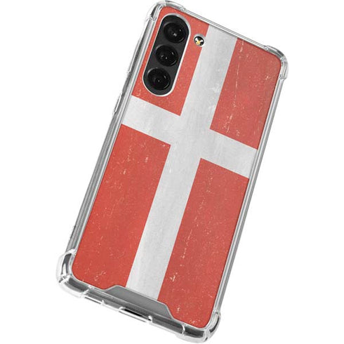 Denmark Flag Distressed Galaxy S24 FE Clear Case