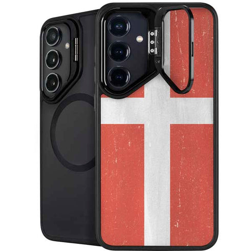 Denmark Flag Distressed Galaxy S25 Plus Kickstand Case