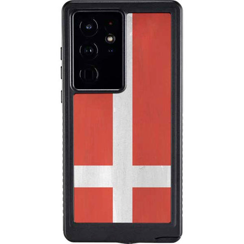 Denmark Flag Distressed Galaxy S24 Ultra Waterproof Case