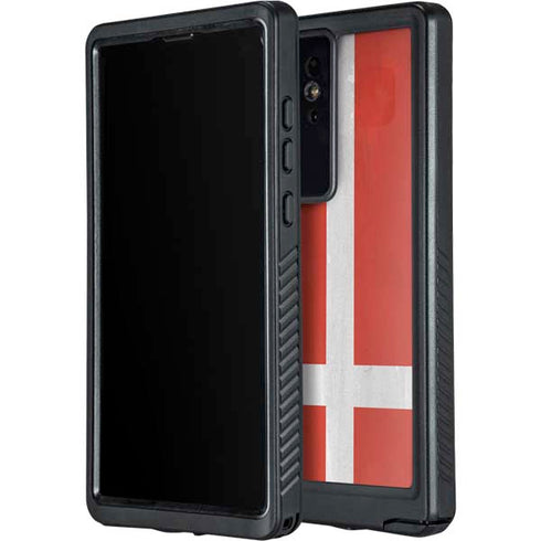 Denmark Flag Distressed Galaxy S24 Ultra Waterproof Case