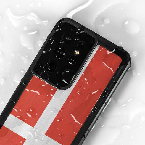 Denmark Flag Distressed Galaxy S24 Ultra Waterproof Case