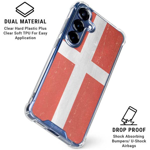 Denmark Flag Distressed Galaxy S25 Clear Case