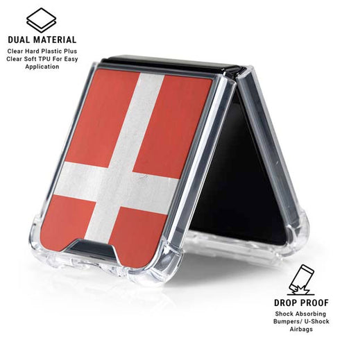 Denmark Flag Distressed Galaxy Z Flip6 Clear Case