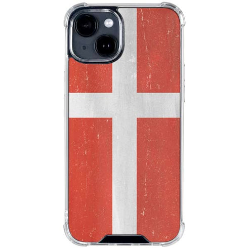 Denmark Flag Distressed iPhone 15 Clear Case