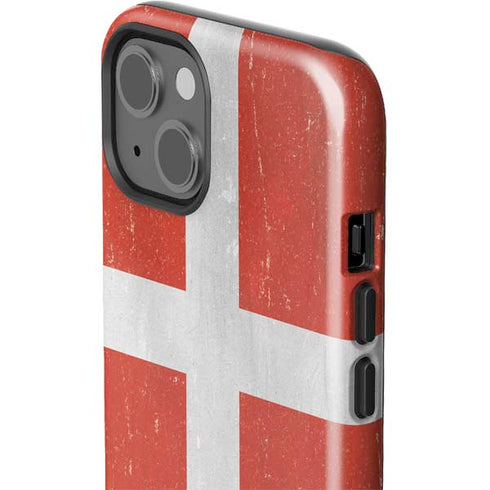 Denmark Flag Distressed iPhone 15 Impact Case