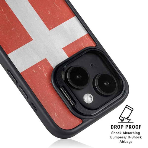Denmark Flag Distressed iPhone 15 Plus Kickstand Case