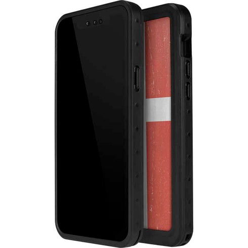 Denmark Flag Distressed iPhone 15 Plus Waterproof Case