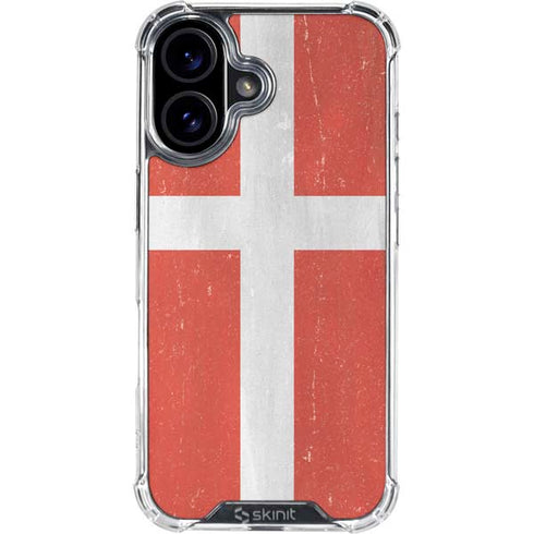 Denmark Flag Distressed iPhone 16 Clear Case