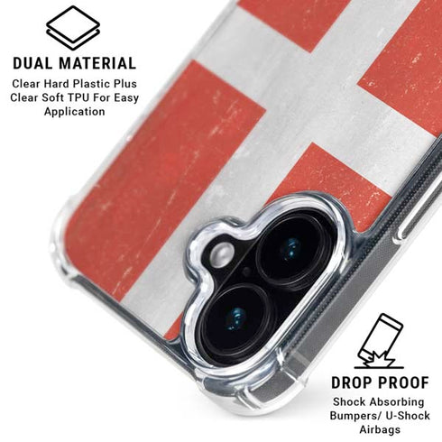 Denmark Flag Distressed iPhone 16 Clear Case
