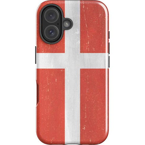 Denmark Flag Distressed iPhone 16 Impact Case