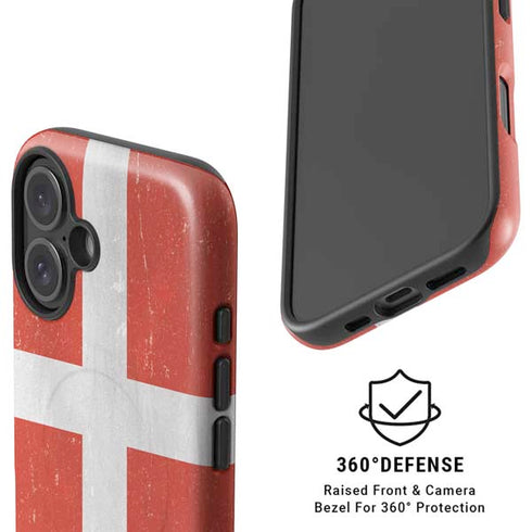 Denmark Flag Distressed iPhone 16 Magsafe Impact Case