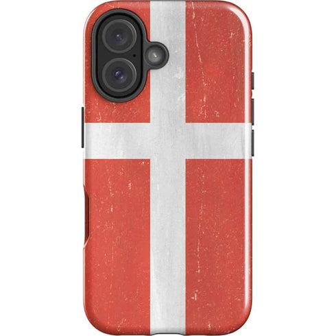 Denmark Flag Distressed iPhone 16 Plus Impact Case