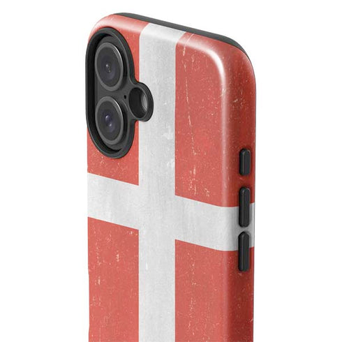 Denmark Flag Distressed iPhone 16 Plus Impact Case