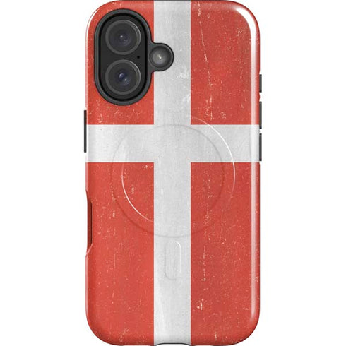 Denmark Flag Distressed iPhone 16 Plus Magsafe Impact Case