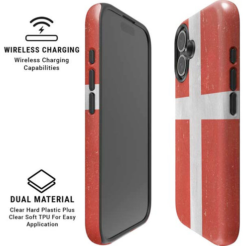Denmark Flag Distressed iPhone 16 Plus Magsafe Impact Case