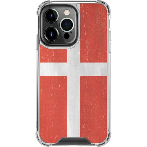 Denmark Flag Distressed iPhone 16 Pro Clear Case